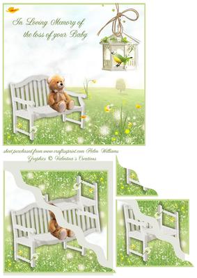 Bench & Teddy in Loving Memory Loss of Baby Corner Stacker