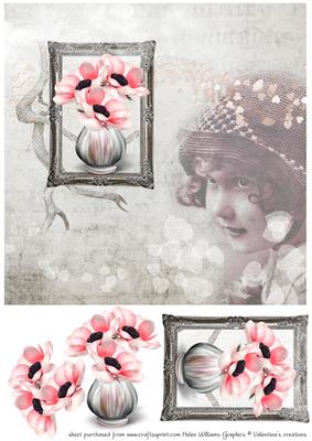 Vintage Anemone & Little Girl 8x8inch Step by Step