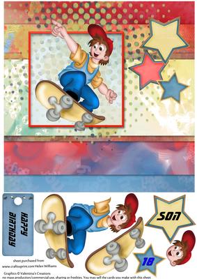 Skateboarder Card Front 8x8inch