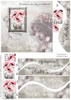 Vintage Anemone & Little Girl 6inch Stacker Card