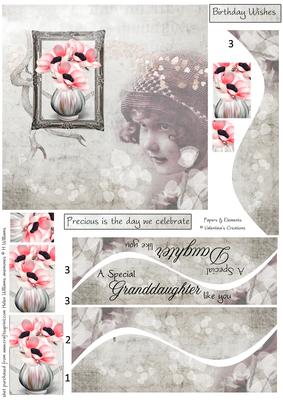 Vintage Anemone & Little Girl 6inch Stacker