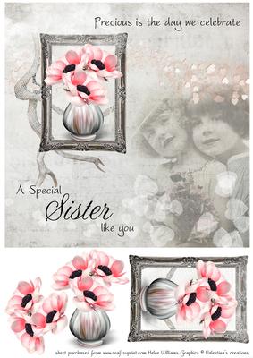 Vintage Anemonetwo Little Girls Sister Like You 8x8inch