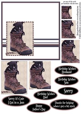 Pup in Boot Pyramid with Sentiments Ink Saving Design 6inch