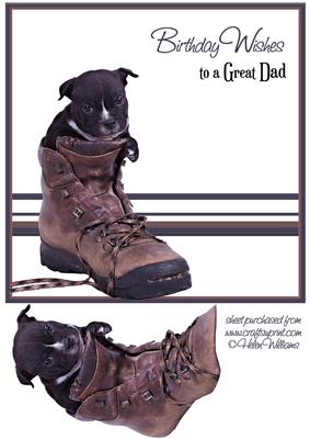 Pup in Boot 8inch Card Front Ink Saving