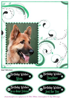 German Shepherd & Swirls Card Topper 8x8inch
