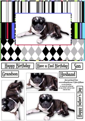 Staffie Cool & Liquorice Stripe Pyramid Topper