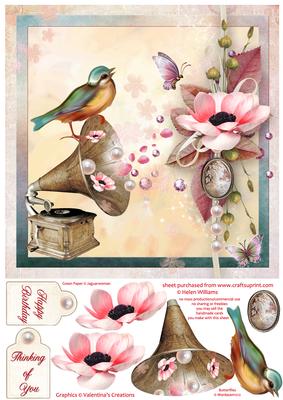 Anemone Cameo & Pearls Gramophone 8x8inch Step by Step