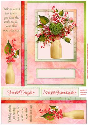 Bookmark Border 8x8inch Floral in Red & Green