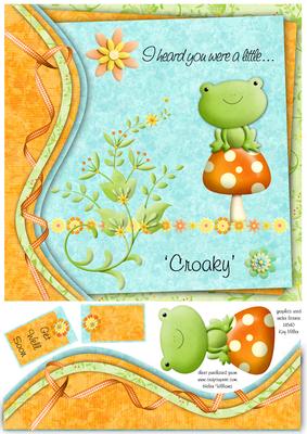 Swirl Border a Little Bit Croaky 8x8inch Topper