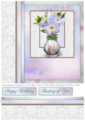 Lilac Anemone & Lace 8x8inch Topper