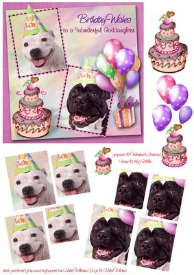 White Staffie & Brindle Staffy Goddaughter Birthday Pyramid