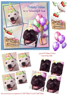 White Staffie & Brindle Staffie Son Birthday Pyramid