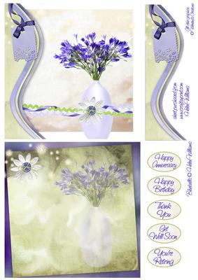 Bluebell & Ribbons Cut Away Swirl Bordercard Front 144x144mm