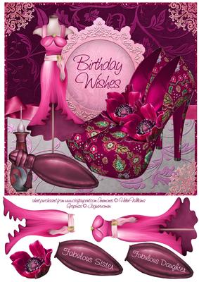 Fabulous in Pink Shoes & Perfume Anemone 8x8inch Birthday