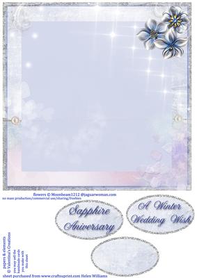 Flowers in Silver & Blue 8x8inch Insert