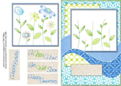 Add Your Own Buttons Card Front A5 Green Stems