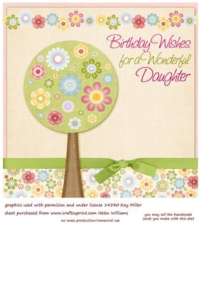 Floral Tree 8x8inch Card Front Daughter Add Your Own Buttons