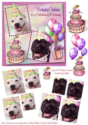 Staffie Duo Granny Birthday Pyramid