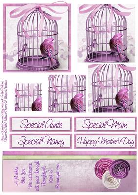 Purple Bird Cage & Paper Roses Pyramid Layers