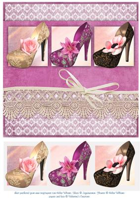 Shoe Trio & Vintage Lace 8x8in Topper