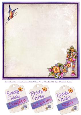 Floral Shoe & Butterflyinsert 8x8in