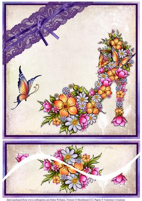 Floral Shoe Butterfly & Lace 8x8in Swirl Stacker