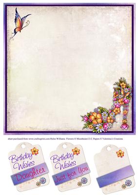 Floral Shoe Butterfly & Lace Insert 8x8in