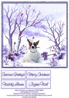 Jack Russell in the Snow 8x8in Christmas Topper