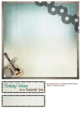 Music Trio Guitar Drum Trumpet 8x8inch Insert