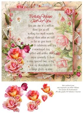 Pink Rose Birthday Verse 8x8inch Step by Step