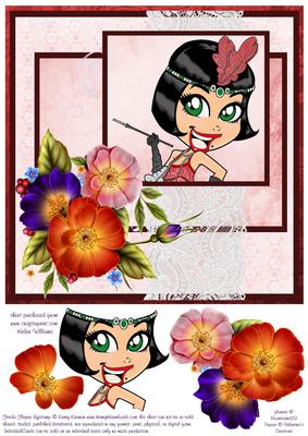Flappa & Flowers in Red 8x8inch Step by Step