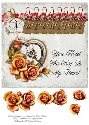 Valentine & Roses Key to My Heart 8x8in Step by Step