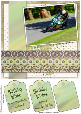Motorbike Racing 8x8inch Card Front