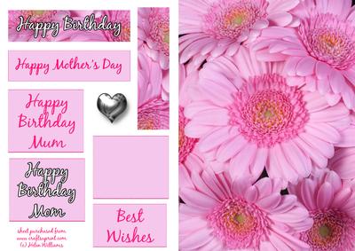 Pink Gerberra Bouquet Card Front Sh0080