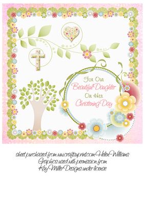 Our Daughter's Christening Topper 8x8 Inch Add Embellishment