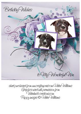 Staffordshire Bull Terrier Puppy Birthday Nan 8x8inch Topper