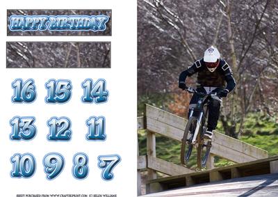 Boys Bike Quick Birthday Card Front with Ages