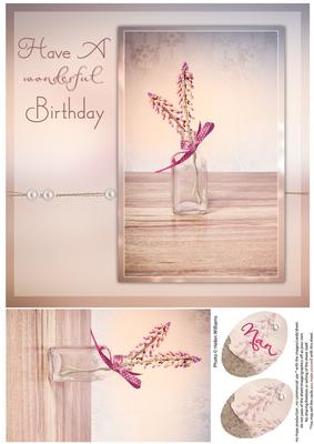 Hyacinth Blush Birthday Card Front 8x8inch