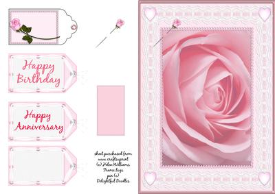 Pink Rose in a Lace & Pearl Frame
