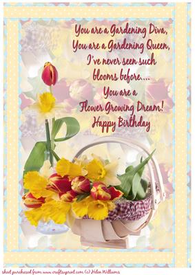 Gardening Diva Daffodil & Tulip A4 Card