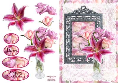 Pink Lily & Rose Frame Card Front