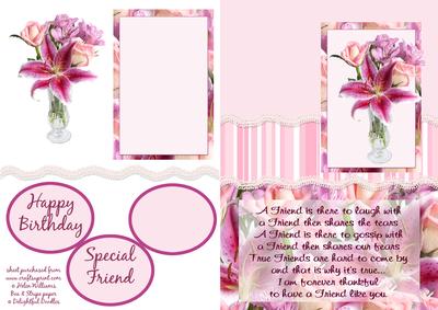 Special Friend Lily & Rose Card Front