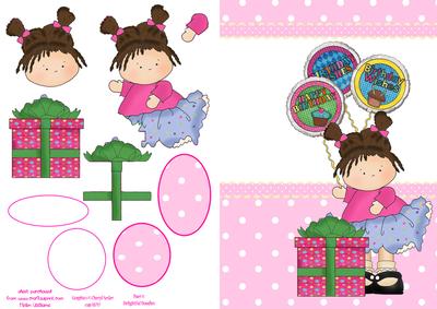 Birthday Balloons Little Girl Step by Step