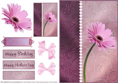 Pink Gerbera & Pearl Card Front.