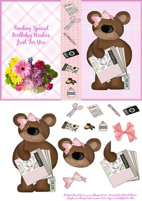 Crafting Bear & Bouquet Birthday Step by Step