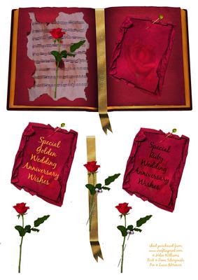 Rose & Music Book Golden / Ruby Wedding Anniversary