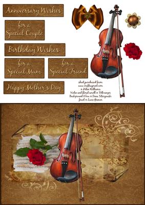 Violin, Red Rose and Music