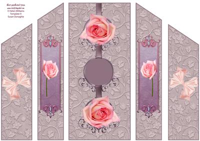 Pink Rose on Grey Theatre Fold Panel Card