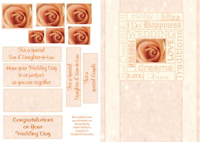 Peach Rose Wedding Card Front with Pyramid