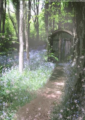 Fairy Home in Bluebell Woods Background